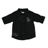 Baby Boys Collar Neck Embroidered Black Shirt