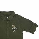 Baby Boys Olive Green Embroided Shirt