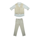 Kids Boys Shirt With Bow Tie,Waist Coat & Pant(4pcs set)
